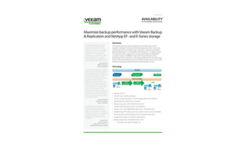Maximize backup performance with Veeam Backup and Replication and NetApp EF- and E-Series storage