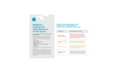 NetSuite - helping the manufacturers of the future