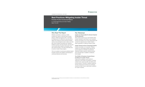 Proofpoint Included in 2021 Forrester Report on Best Practices: Mitigating Insider Threats