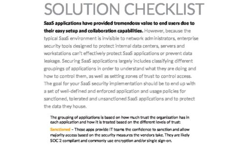 SaaS Security Solution Checklist