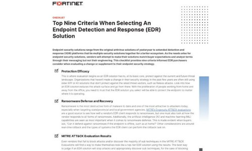 Top Nine Criteria When Selecting An Endpoint Detection and Response (EDR) Solution